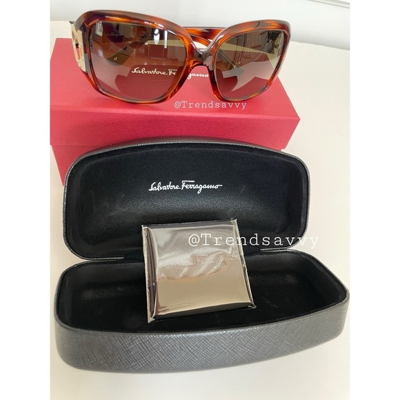 Salvatore Ferragamo Brown Gradient Rectangular Sunglasses 55mm NWT main image 11